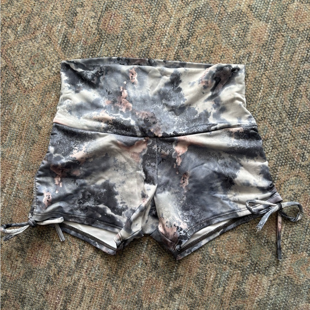 Free People High Waist Tie-Dye Shorts - Gray and Pink